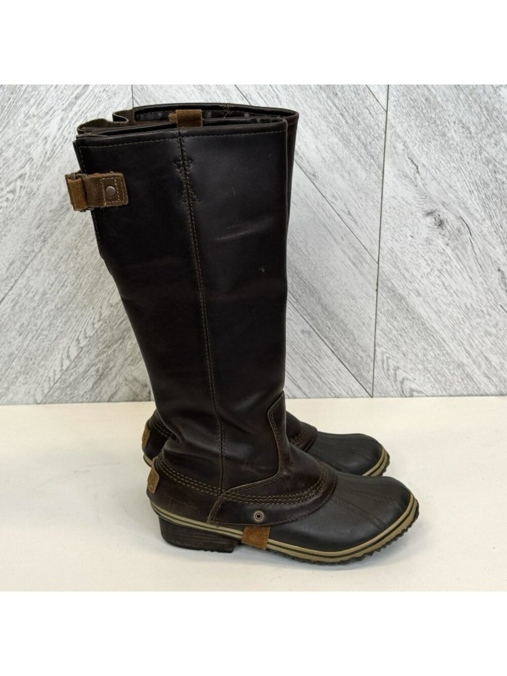 Sorel Slimpack Tall Riding Boots Brown Leather NL2007-260 Equestrian Womens 9M